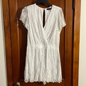 White Lace Romper - Bridal party, bachelorette, honeymoon - Size XL